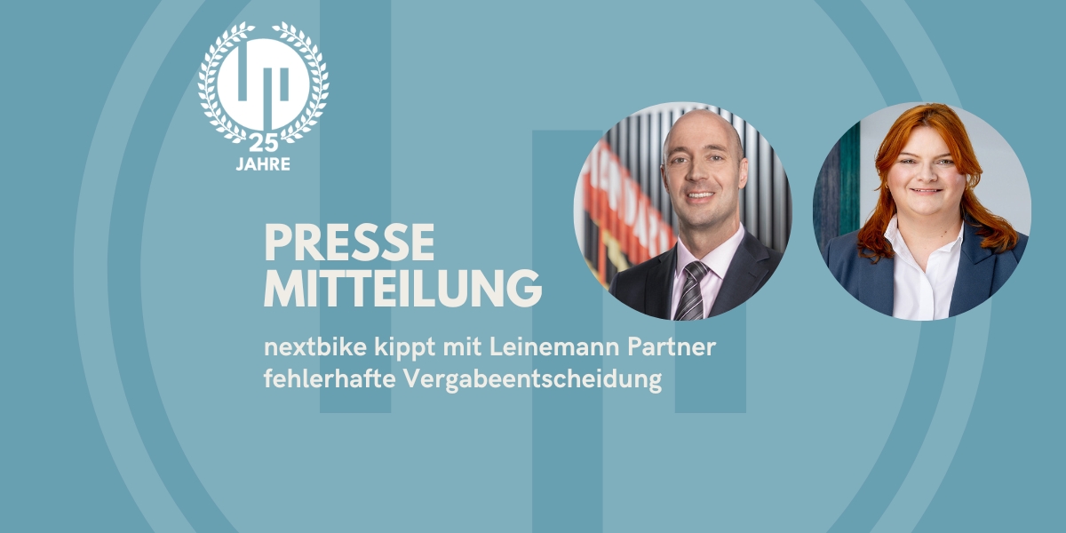 Ausschreibung für Bike-Sharing-System in der Region München muss wiederholt werden / nextbike kippt mit Leinemann Partner fehlerhafte Vergabeentscheid