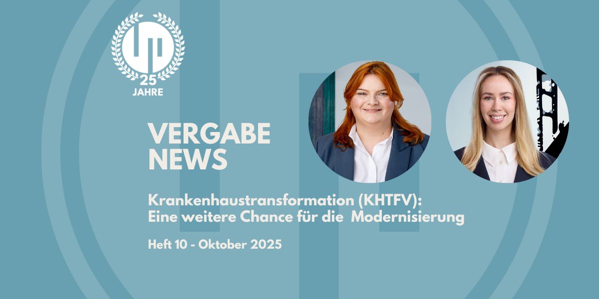 VergabeNews mit Schwerpunktbeitrag zur Krankenhaustransformation (KHTFV) 