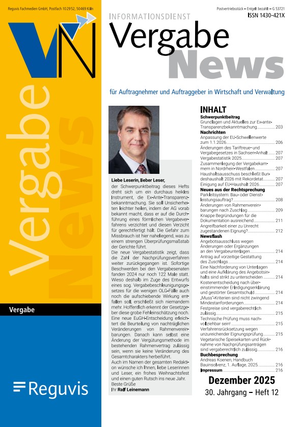 Grundlagen und Aktuelles zur Ex-ante-Transparenzbekanntmachung