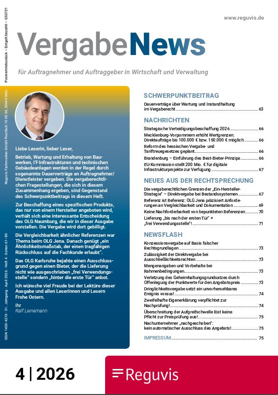 Dauerverträge über Wartung und Instandhaltung im Vergaberecht